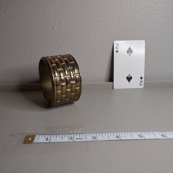 Vintage Wide Gold Tone 8 Inch  Metal Bangle - Picture 2 of 8